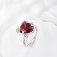 thumbnail image 3 of Juwaliy 9Ct Women Heart Ring 925 Sterling Silver Rose Flower January Birthstone Red Garnet Solitaire Ring Jewelry Mother Birthday Valentine's Day Gift, 3 of 11