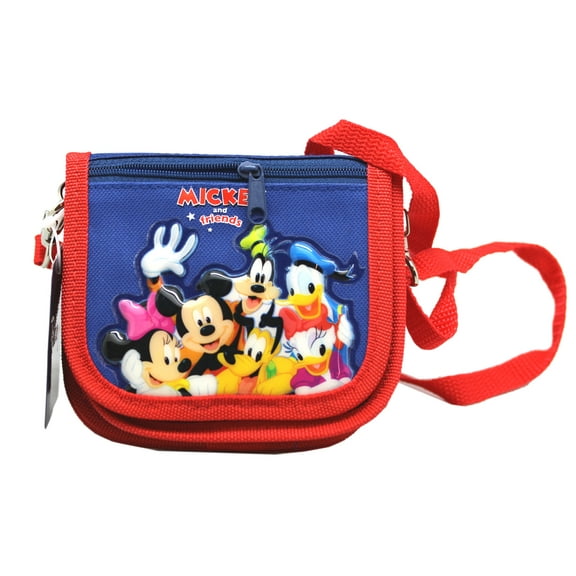 Mickey Mouse and Friends Red/Blue Wallet Purse w/Shoulder Strap