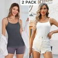 thumbnail image 4 of ANFERRY Womens Cotton Camisoles with Shelf Bra Solid Basic Spaghetti Straps Tank Tops Camis Pack of 2, 4 of 11