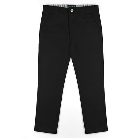 Buyless Fashion Boys Pants Flat Front Cotton Slim Fit Casual Straight Cut
