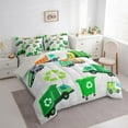 thumbnail image 3 of Manfei Trash Can 7-Piece Bedding Comforter Set,Environmental Theme King Bedding Sets,Green Gray Bed Sheets For Boys Kids,Super Cozy Room Decor Reversible, 3 of 8