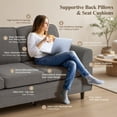 thumbnail image 6 of Hommoo Teddy Velvet 3-Seater Sofa, Upholstered Living Room Couch with Ergonomic Support, Machine-Washable Cushions & Sturdy Rubber Wood Legs, Gray, 6 of 7
