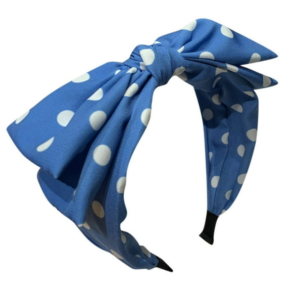 LSQii Wide Headband for Women Sweet Cute Polka Dot Hair Clip Retro Bow Knot Hair Band Daily Wear Summer Beach Fashion Accessories 2026 Blue