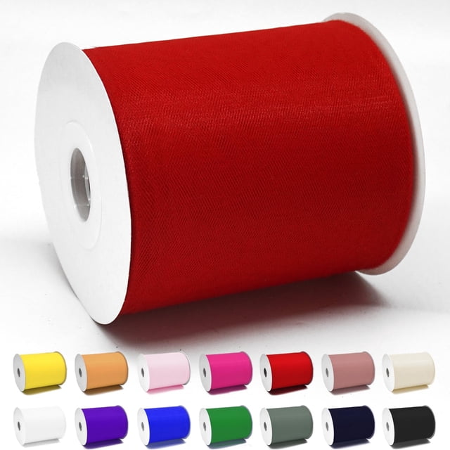 Tela Luceinvita - Cinta de tul (15 cm x 183 m), color rojo, poliéster