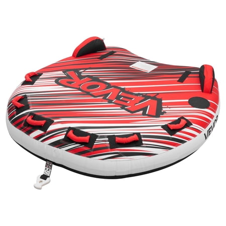 Towable Tube for Boating 3 Riders Inflatable Boat Tube 510 lbs Capacity with Fins Nylon Cover Padded Handles Safety Valve