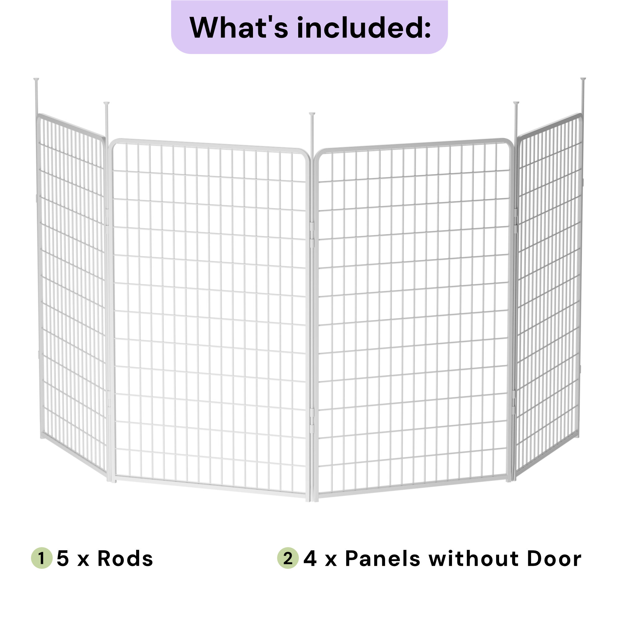 SunsGrove Dog Playpen, 50 inch 4 Panels Non Slip Play Dog Pen for Free and Safe, Heavy Duty Anti-Rust Pet Pen for Indoor, Courtyard, RV Camping for Large Dogs, White