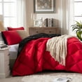 thumbnail image 6 of Yalamila California King Size Comforter Set 3-Piece All-Season Down Alternative Reversible Comforter Set,Red/Black,200GSM Cooling Quilted Duvet Insert,95 GSM Soft Cover Bed in a Bag, 6 of 8