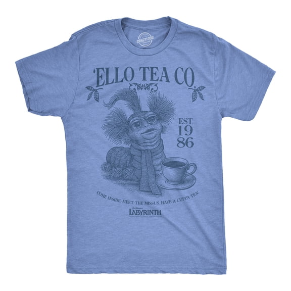 Mens Ello Tea Company Funny T Shirts Jim Henson's Labyrinth Worm Movie Tee For Men Graphic Tees