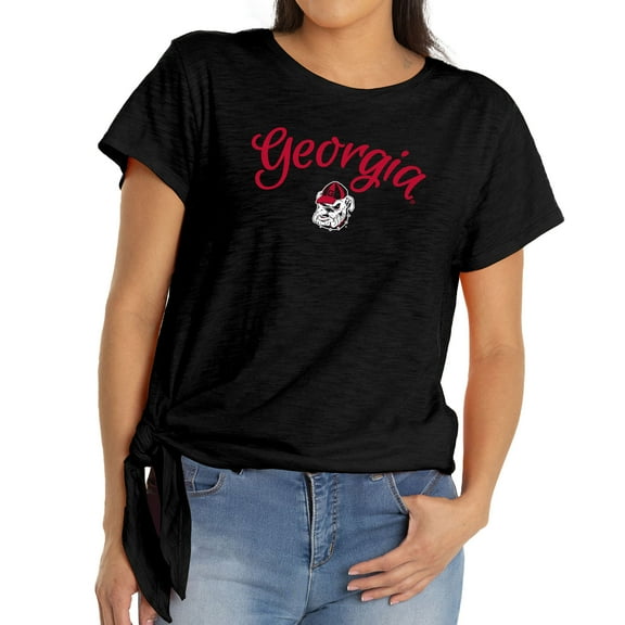 Women's Black Georgia Bulldogs Sophie Side-Tie T-Shirt