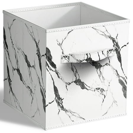 Sorbus Fabric Foldable Storage Cubes Organization Bins, Great for Home Organization, Living Room, Cube Storage Bins, for Closet, Nursery, Playroom, College Dorm, Marble Print Fabric, White
