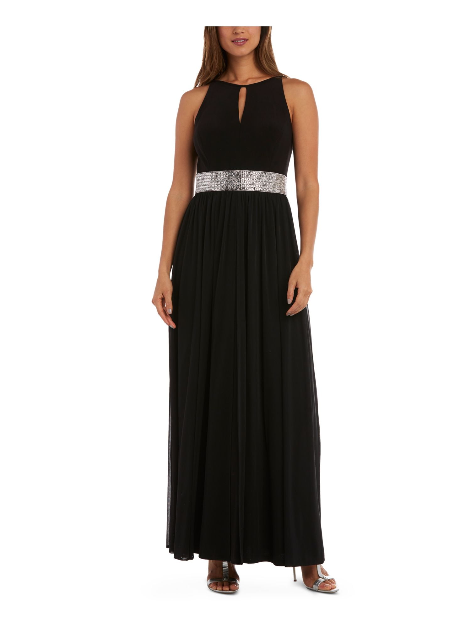 r & m richards sleeveless embellished empire waist dress
