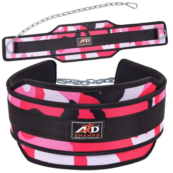 ARD CHAMPS™ Weight Lifting Belt/ Neoprene Belt/ Exercise Belt With Heavy Chain Pink Camo