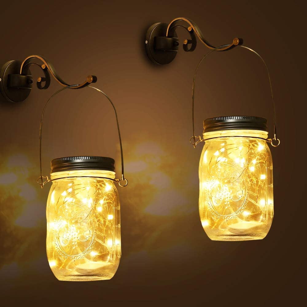 Solar powered LED garden lights -20 LED solar lights hanging outdoors, waterproof Mason jar lights, garden decorative lighting fixtures, Christmas, yard, wedding, party (hot)