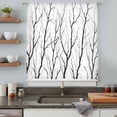 thumbnail image 4 of Black Branches Semi Sheer Curtains Drapes for Living Room,Bedroom,French Doors Window 45 Inches Long,Modern Abstract Art Forest Silhouettes Rod Pocket Chiffon Curtain Drapery Voile Draperies Panel, 4 of 8