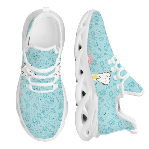 Zapatos casuales con diseño de diente de dibujos animados para mujer, zapatillas de plataforma dental, zapatillas deportivas transpirables de malla de primavera para dentistas
