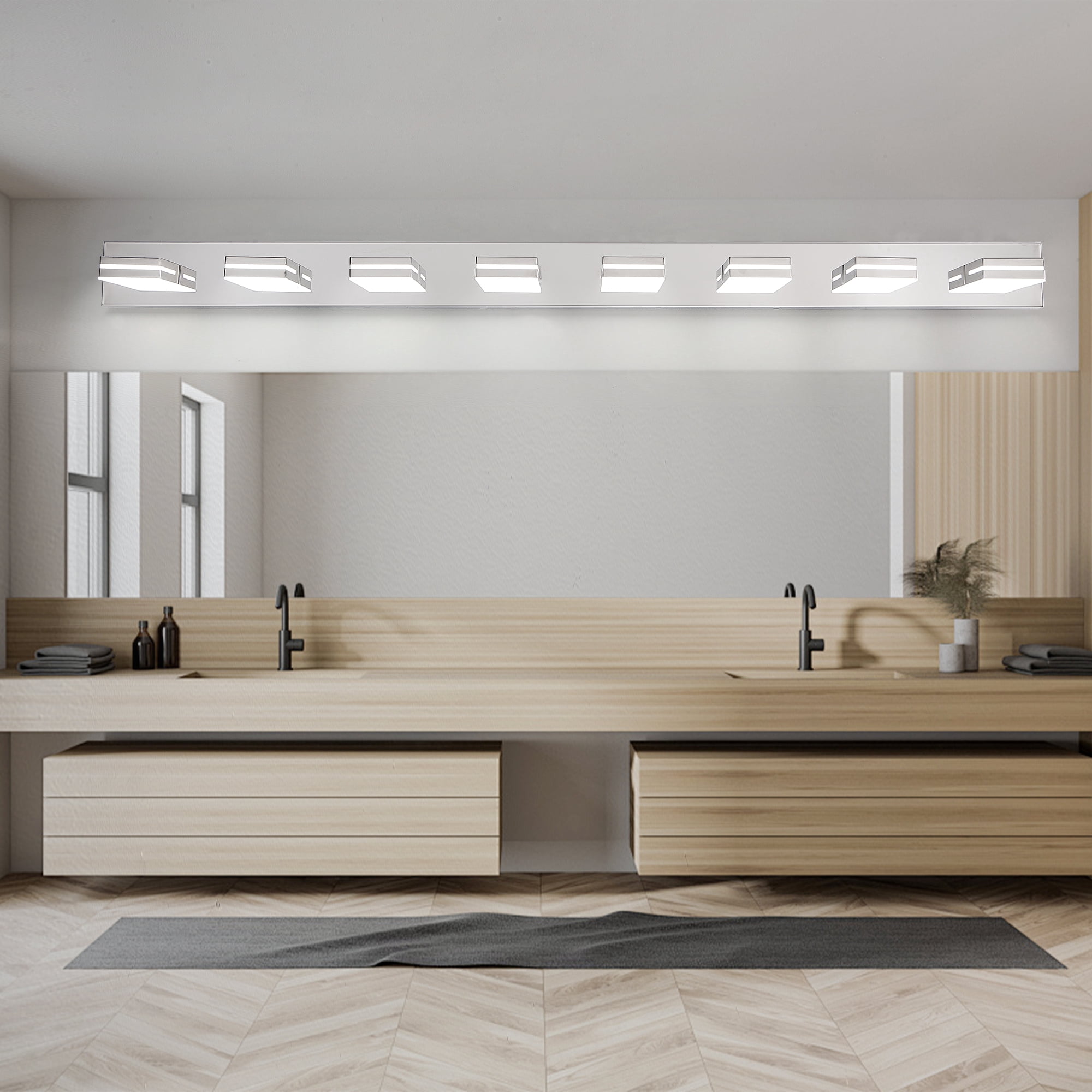 Leumius Modern 8-Light LED Vanity Light, Sleek Minimalist Design, Energy-Efficient, Easy to Install Wall Sconce for Mirror, Bathroom, Bedroom and Hallway Chrome