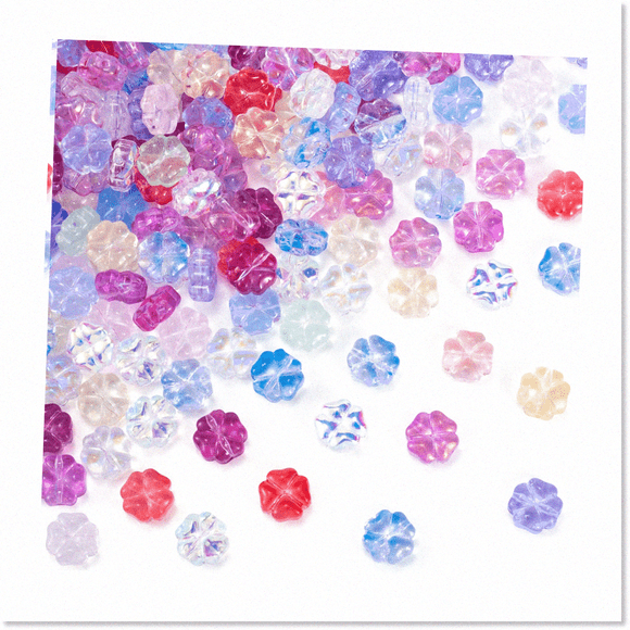140 Pcs Colorful 4-Petal 8MM Glass Flower Beads - Vibrant Lampwork Floral Decoration for DIY Jewelry Making - Bracelets, Necklaces, Earrings