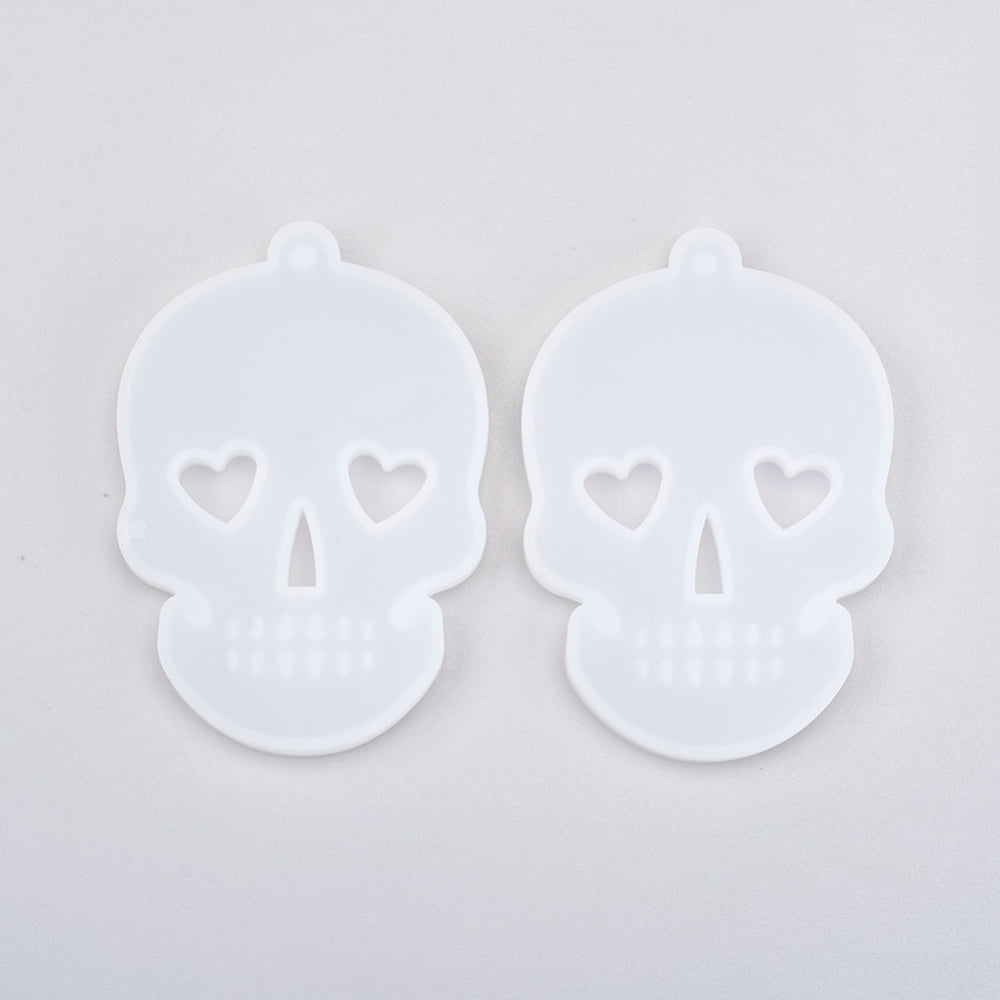 DIY Silicone Hangtag Molds Resin Casting Molds for UV Resin Epoxy Resin Pendant Jewelry Making White 80x55x8mm Hole: 3mm