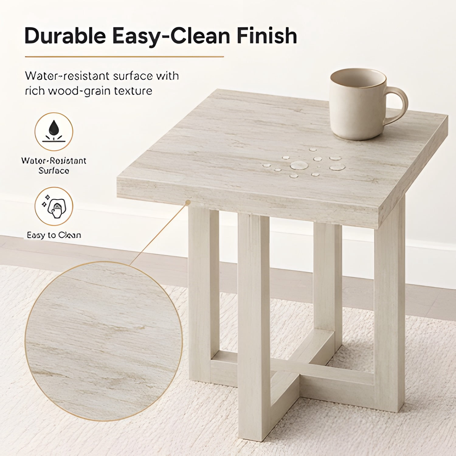 End Table, Weathered Gray and Beige