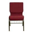 thumbnail image 5 of BizChair 4 Pack 18.5''W Church Chair in Burgundy Fabric with Book Rack - Gold Vein Frame, 5 of 10