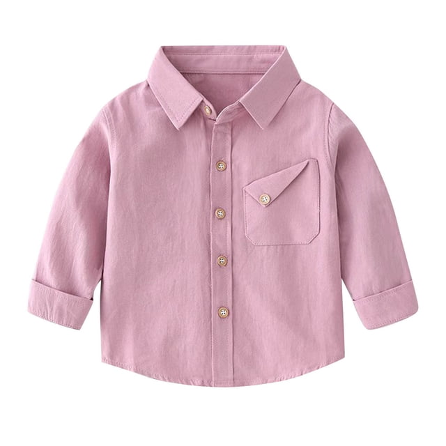 YUNAFFT Chemise à Manches Longues pour Enfants Couleur Unie Col Rabattu Haut Polyvalent Classique Décontracté