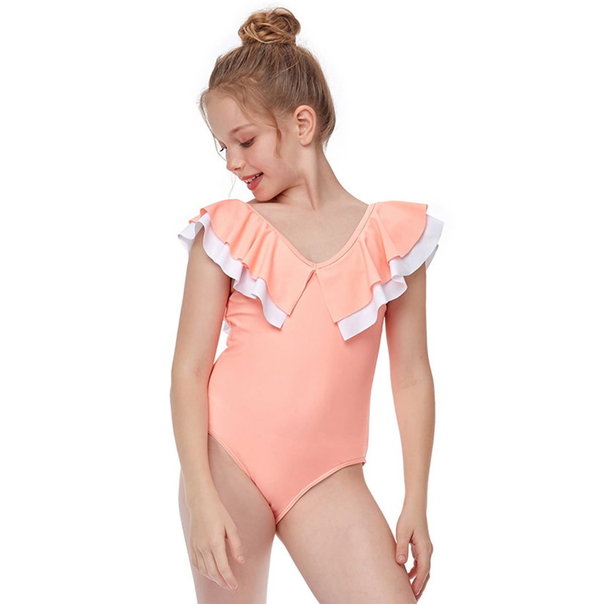 Muasaaluxi Toddler Baby Girls Swimsuit Ruffled Sleeveless Swimwear One-Piece Beachwear Bathing Suit 6M-6Y 