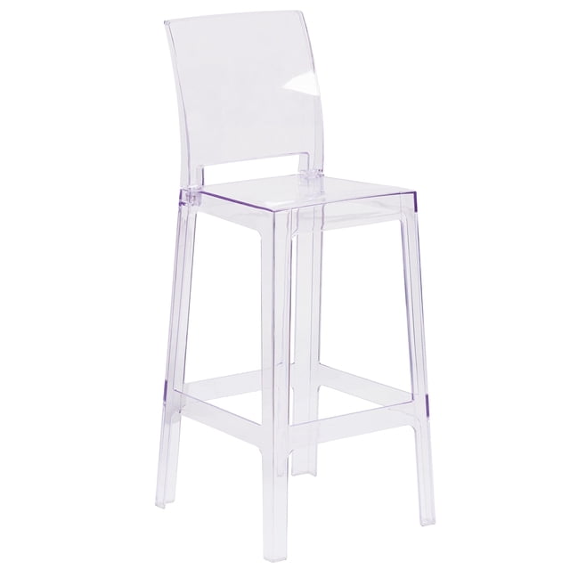 Bowery Hill Tabouret de Bar Fantôme à Dossier Carré en Cristal Transparent