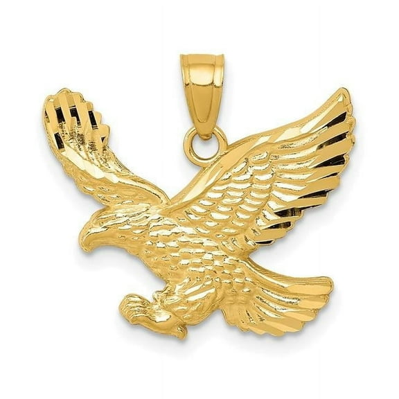 Finest Gold 10K Yellow Gold Diamond-Cut Eagle Pendant