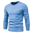 thumbnail image 4 of Men's Casual Slim Fit Sweaters Crewneck Lightweight Pullover Long Sleeve Solid Color Knitted Top Winter Warm Blouses (Light Blue 2XL), 4 of 6