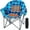 Heated Moon Chair (with Pillow) - Blue Grid, variant on Slsy Oversized Heated Camping Chair, XL Padded Patio Lounge Chairs with 3 Heat Levels, Portable Folding Heated Chair Round Moon Saucer Folding Lawn Chair Outdoor Chair for Camping, Lounge Patio
