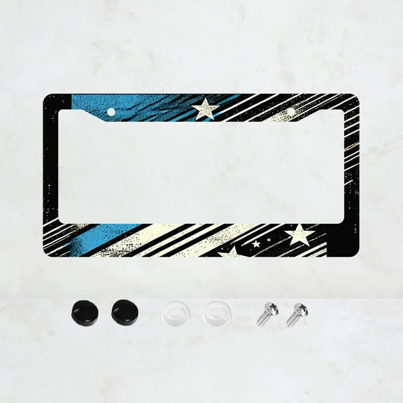 Blue and White License Plate Prame Aluminum Auto Parts License Plate Decorative Screws Fit Standard 2 Holes 1 U.S. License Plate, 12.2x 6.3 Inch