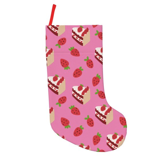 Goofa Strawberry Cake for Christmas Stockings, 18inch Xmas Hanging Stocking Decorations for Christmas Party Family Decor