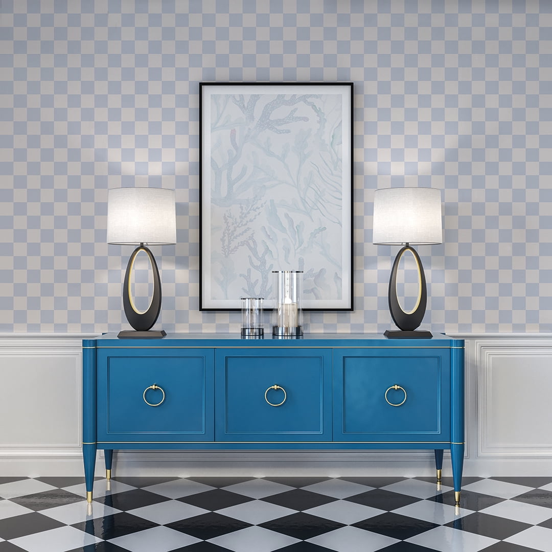 Tempaper Checkmate Periwinkle Peel and Stick Wallpaper, 20.5" x 16.5'