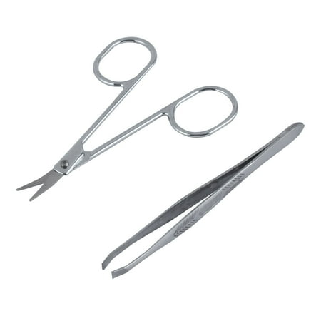 Makeup Scissors - Handy Eyebrow Kit Trimmer Flat Edge Tweezers & Scissors Makeup Kit