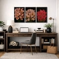 thumbnail image 4 of Framed Canvas Print Dark Floral Wall Art Set of 3 Botanical Decorative for Living Room Bedroom - 16"x24"x3 BLACK, 4 of 8