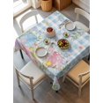 thumbnail image 2 of Easter Eggs Suqare Tablecloth - 54 x 54 Inch, Spring Daisy Eucalyptus Leaves Blue Plaid Waterproof & StainResistant Tablecloth, Washable Oil-proof Table Cover for Dining/Party/Wedding/Camping/Buffet, 2 of 9