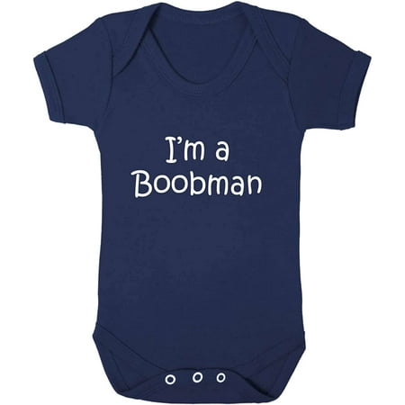 

I M A Boobman Cotton Baby Bodysuit One Piece Navy Newborn