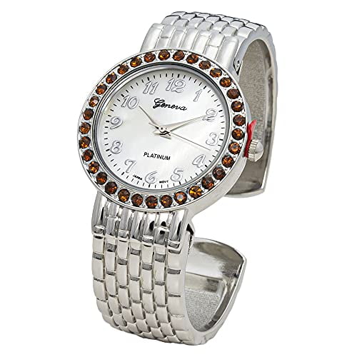 Blekon collections Womens 33mm case colored Rhinestone cuff Bangle