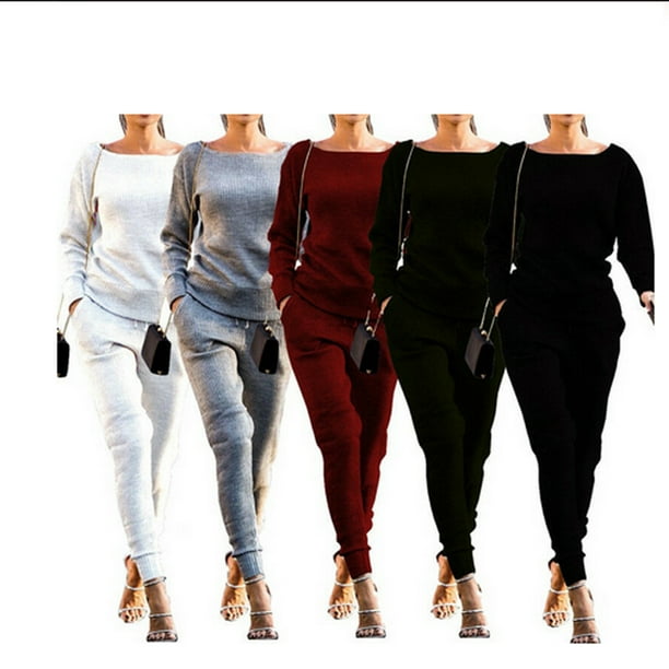 Bagilaanoe Women's 2Pcs Tracksuit Hoodie Sweatshirt Pants Sports Wear