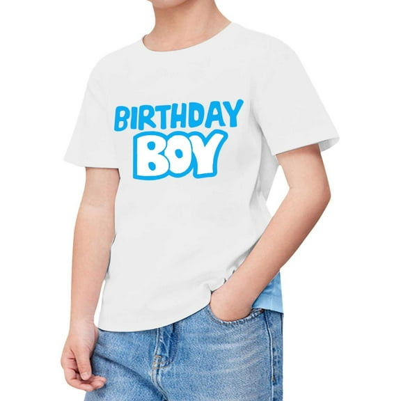 Little Kid Shirts For Teen Kids Boy Child Short Sleeve Happy Brithday Prints T Shirt Trendy Boy Fans Present Tops Sleeveless Shirt Boys Brace Undershirt Boys Surf T Shirts 6-7 Years White