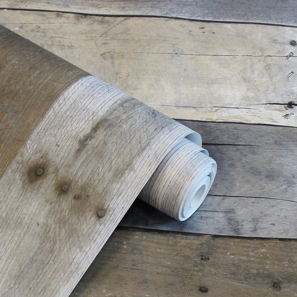 Tempaper Repurposed Wood Weathered Peel and Stick Wallpaper, 20.5" x 16.5'