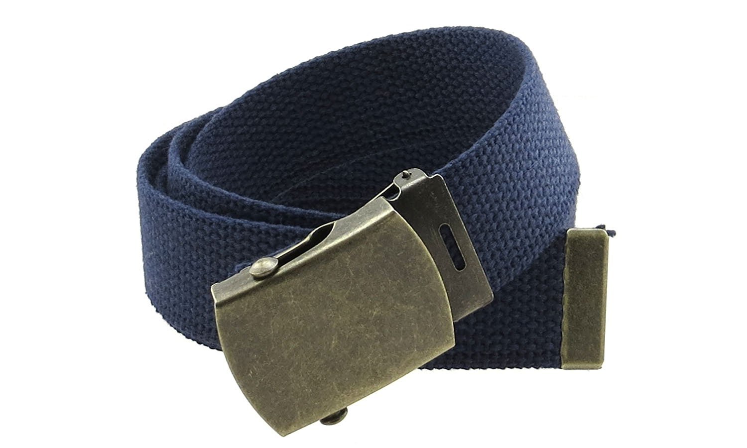 56" Adjustable Canvas Military Web Belt – Black/Silver Buckle – Buy 2 Get 1 Free