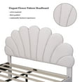 thumbnail image 5 of Queen Size Velvet Upholstered Platform Bed with Headboard, Stylish Queen Wood Bed Frame with Flower Pattern Headboard and Wooden Slats Support, Beige, 5 of 12