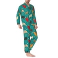 thumbnail image 2 of Fuzoiu Hens And Rooster Print Men's Long-Sleeved Pajama,Lounge Button Down Nightwear,Mens Notch Collar Pajama Set -XX-Large, 2 of 7
