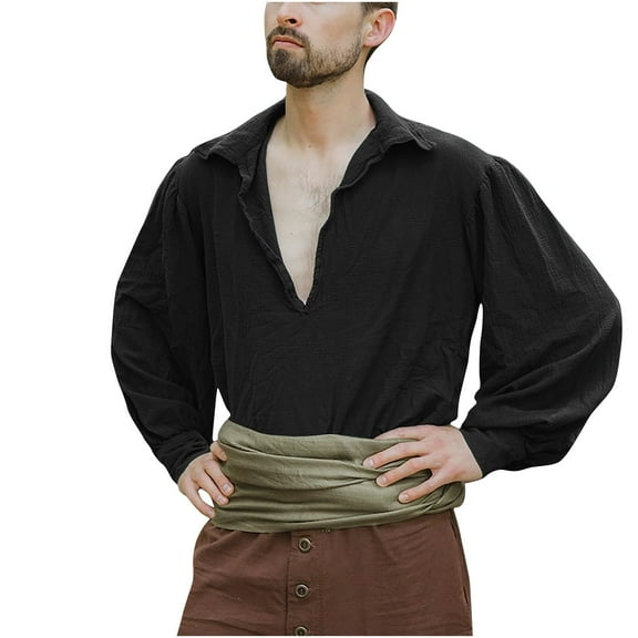 KeShDi Flannel Shirt for Men Men Casual Fashion Solid Turn-down Collar Long Sleeve Pullover Shirt Blouse Black 3X