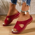 thumbnail image 6 of Viluyesy Women's Wedge Sandals, Soft Sole Arch Support Open Toe Trendy Comfortable Slip-On Slides Shoes Red, 6 of 9