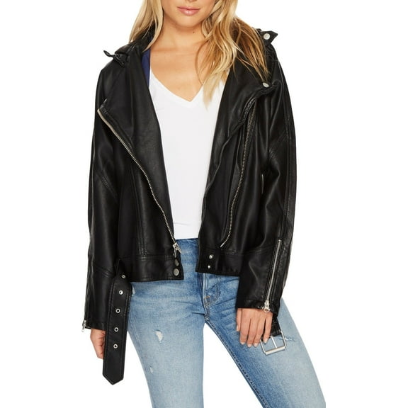 Free People Women's Drapey Vegan Moto Black Small
