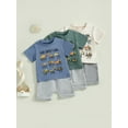 thumbnail image 3 of BemeyourBBs Infant God Say I Am Toddler Baby Boy Christening Clothes Shorts Set Kids Baby Summer Outfits Short Sleeve Vehicles Print T-Shirt Shorts Pockets, 3 of 9