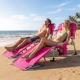 thumbnail image 4 of Gymax 2PCS Tanning Chair with Face & Arm Holes Folding Chaise Lounge Beach Chair w/ Adjustable Backrest Pink, 4 of 10