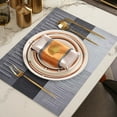 thumbnail image 2 of Placemats Set of 1 - Easy Clean Washable Reversible PVC Woven Vinyl Placemats - Wipeable Heat Resistant Woven Table Mats for Dining Table, Double Layer Cloth Fabric Place Mat(Grey,17.7x11.8"), 2 of 7